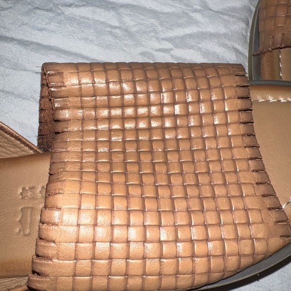 Spring Step Brown Leather Flats Slingback Toe cut out Sandals Size 37 - Picture 6 of 8